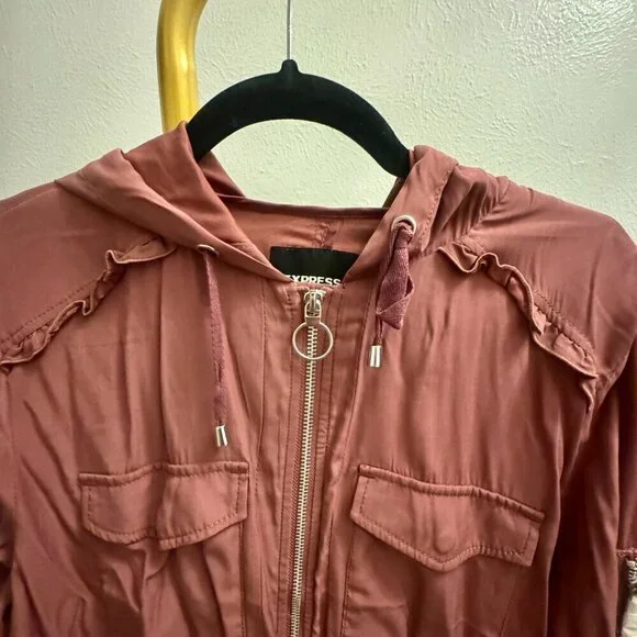🌸 Express Hooded Utility Jacket | Size L | NWT | Dusty Rose - Picture 5 of 6